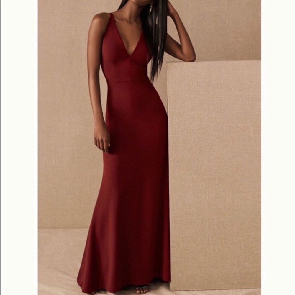 BHLDN Jones V-neck Crepe Dress Bordeaux Size 4